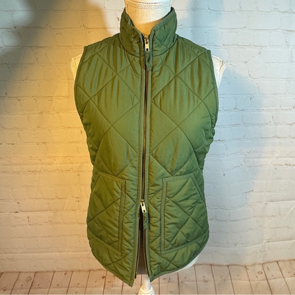 J. Crew Olive Green Quilted Puffer Vest Women 0 2 XS - Picture 4 of 10
